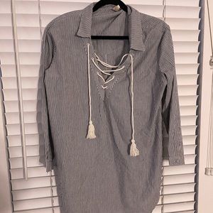 Striped beach coverup